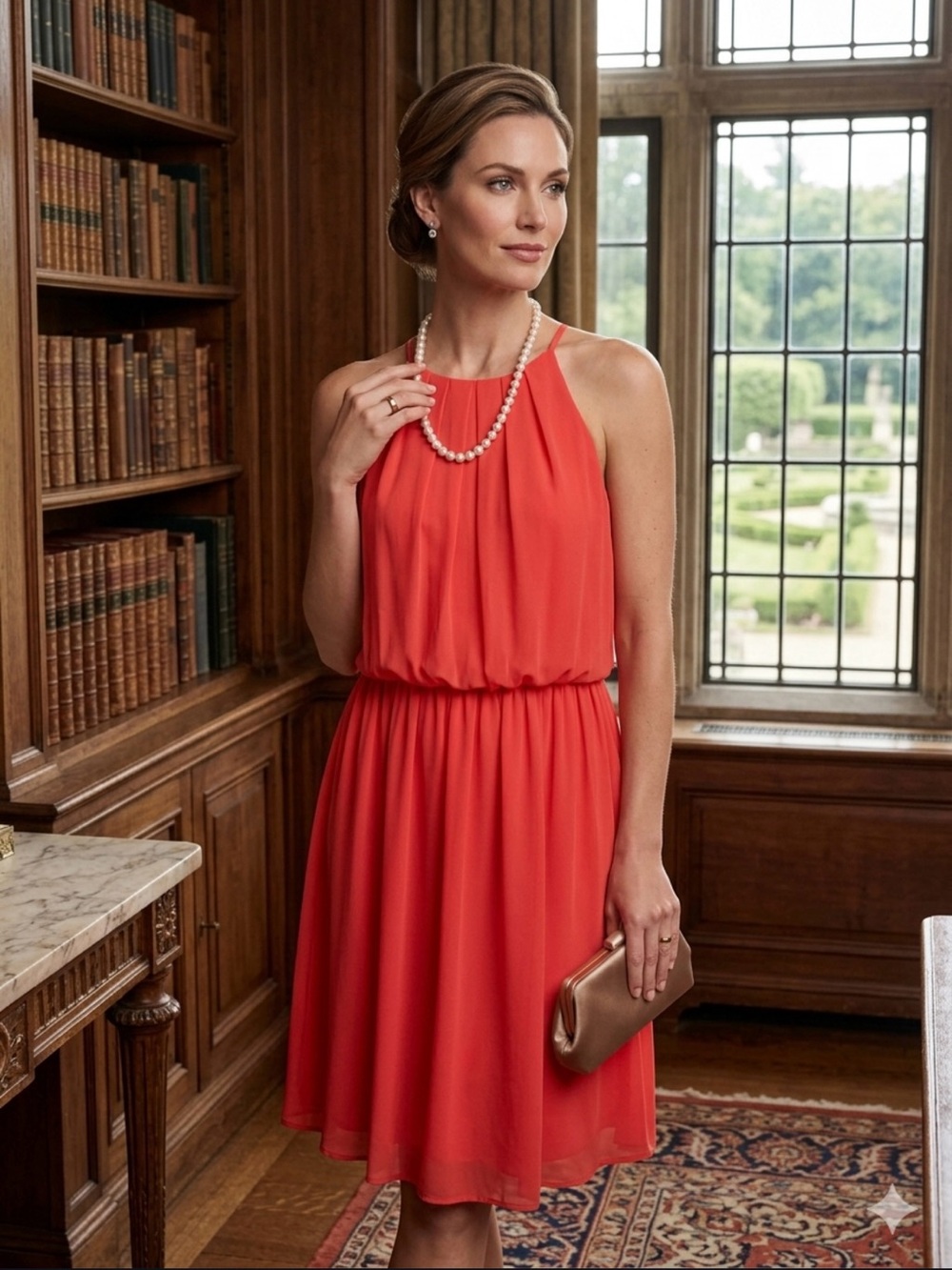 BCX Orange halter dress Womens Small new